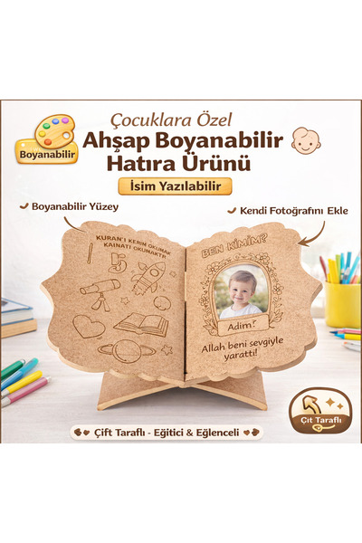kalpalazer Kişiye Özel Ahşap Rahle Çift Taraflı |Boyanabilir MDF Rahle | İsla...
