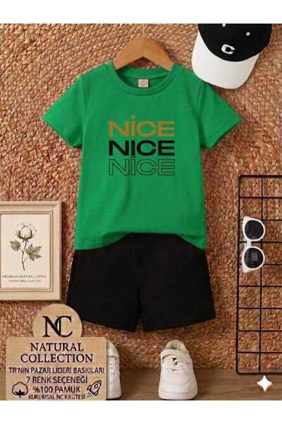 Nice Clothes Tricou și pantaloni scurți de vară pentru copii, unisex (3 impri...