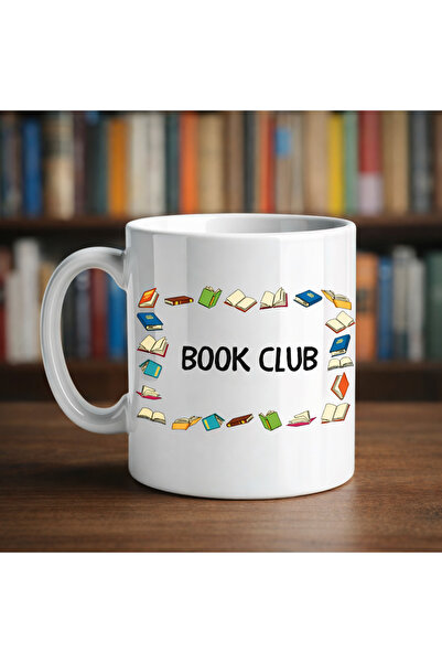 Beta Moda Hub Book Club Written Mug Model 244 Book Themed Colorful Printed Ce...