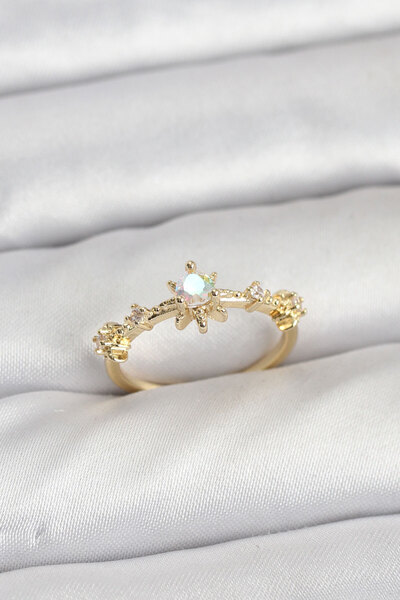 Beta Moda Hub Gold Color Brass Star Model Women's Ring
