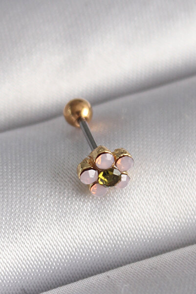 Bezos Piercing Tragus cu floare din piatră de zirconiu, din oțel 316L, de cul...