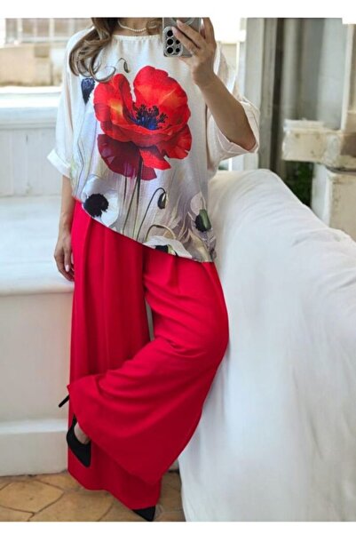 styleFlex Pantaloni evazati din vascoza si curea inclusa