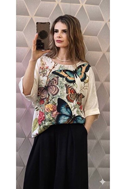 styleFlex Bluză elegantă din material satinat cu imprimeu floral 3D