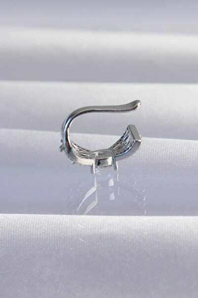 Generic Brand Brass Silver Color Zircon Stone Plated Earcuff Earrings