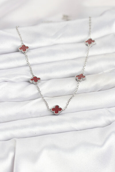 Generic Brand 316L Steel Chain Silver Color Burgundy Baby Boy Clover Women's ...