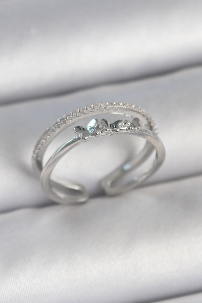 Beta Moda Hub Brass Silver Color 2 &amp; # 39Li Zircon Stone Detailed Butterf...
