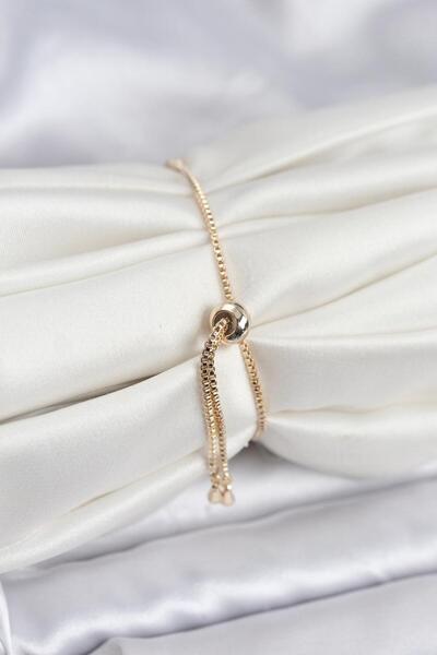 Hobibahçem Gold Color Chain Model Zircon Stone Brass Elevator Women's Bracelet