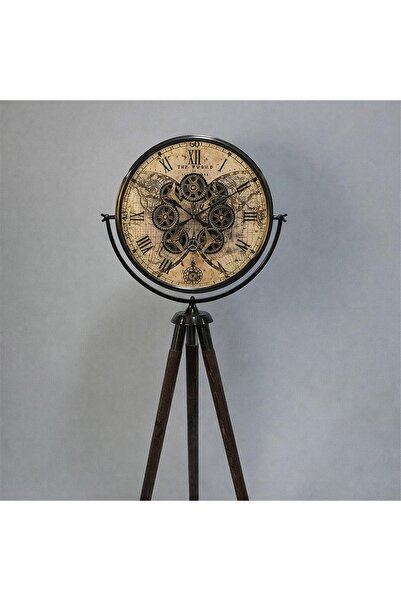 Eos Tripot Ayaklı Çarklı Dekoratif Saat 170 cm (T19) – Vintage Endüstriyel Ta...