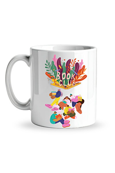 Generic Brand كوب بتصميم نادي الكتب موديل 232، كوب قهوة سيراميك مطبوع خاص لمح...