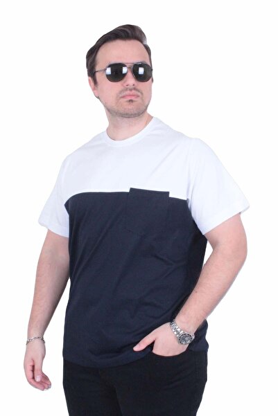 MocGrande Tricou pentru bărbați, mărime mare, cu gâtul în formă de O, cu buzu...
