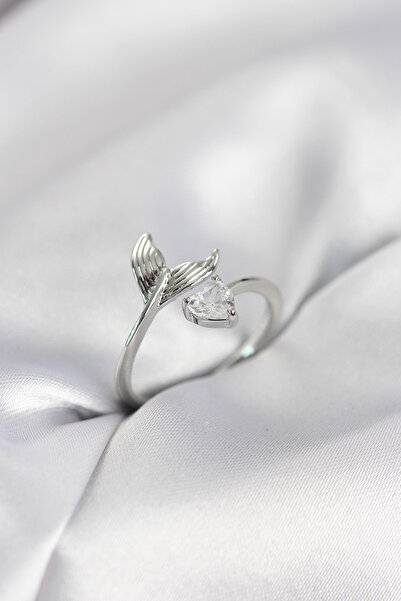 Beta Moda Hub Fish Tail Model Silver Color Zircon Stone Women's Ring