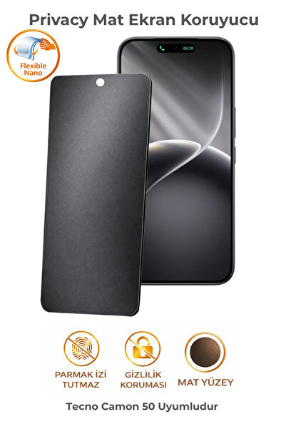 ADR Phone Accessories Tecno Camon 50 Uyumlu Privacy Mat Ekran Koruyucu Gizlil...