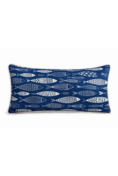 MODA CERO Marin Balık Temalı Biyeli 30cm x 50cm Çift Taraflı Kırlent Kılıfı