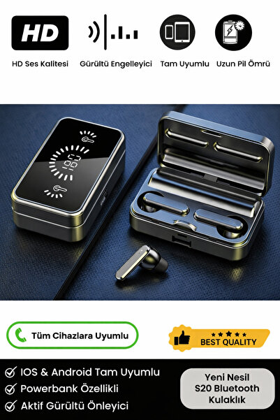 Noriyen Powerbanklı Full HD Stereo Ses Mikrofonlu 5.3 Bluetooth Aynalı S20 Ka...