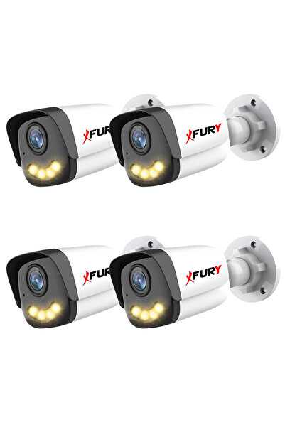 FURY 4 Adet 5MP Lens 1080P Full HD AHD 4 Led Gece Görüşlü Renkli Su Geçirmez ...