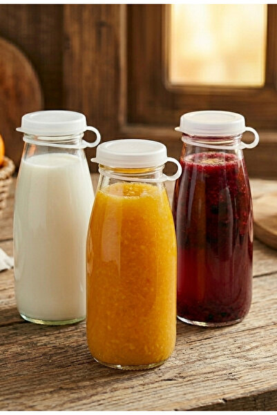 junibeliw 3Pcs Empty 200Cc Glass Bottle Nostalgia Fruit Juice Ayran Milk Wate...