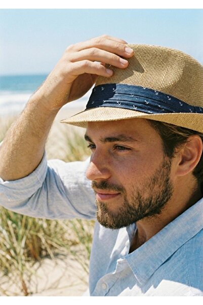 LAGRANZE Καπέλο Ανδρικό Ψάθινο με Σχέδιο Άγκυρας Μοντέλο Jackson