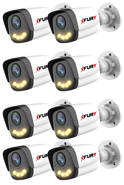 FURY 8 Adet 5MP Lens 1080P Full HD AHD 4 Led Gece Görüşlü Renkli Su Geçirmez ...