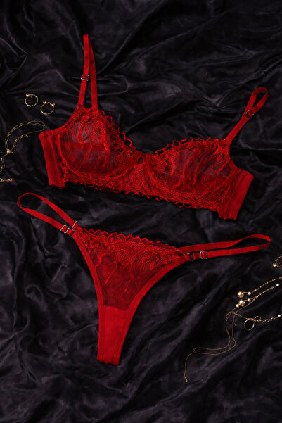 Luvia Lingerie kırmızı kadın iç çamaşırı 2'li takım