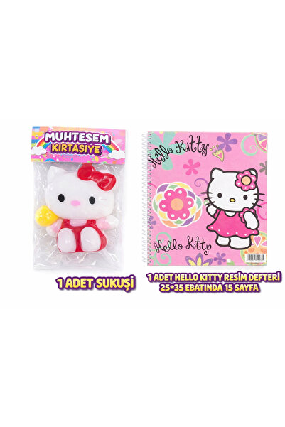 Deniz Oyuncak Hello Kitty Resim Defteri 25x35 15 Sayfa + Sukuşi Squishy Oyunc...