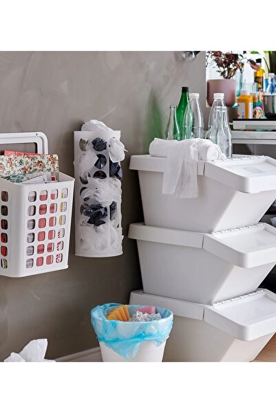 IKEA QUİCK Plastik Poşet Standı Yükseklik 45 Cm Dolap İçi Poşetlik Beyaz Renk Düzenleyici Organizer 00216