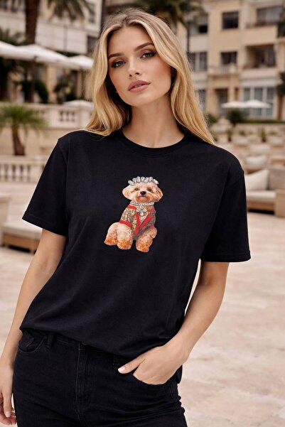 Malkan Γυναικείο μπλουζάκι από 100% βαμβάκι, με στάμπα, κοντό μανίκι και λαιμ...