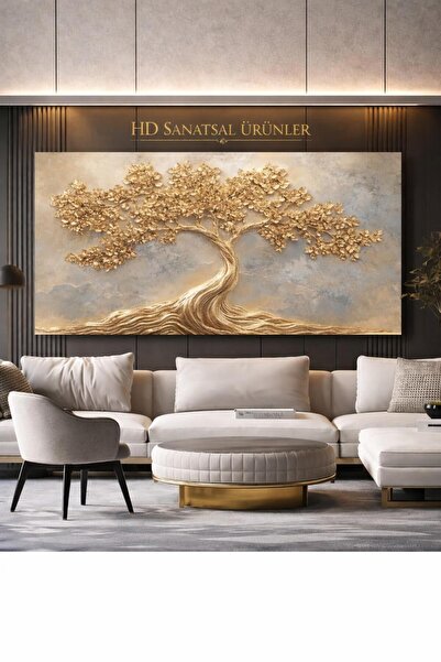 HD SANATSAL 1 MODERN GOLD TEMALI HAYAT AGACI MODERN ŞIKLIK KANVAS TABLO