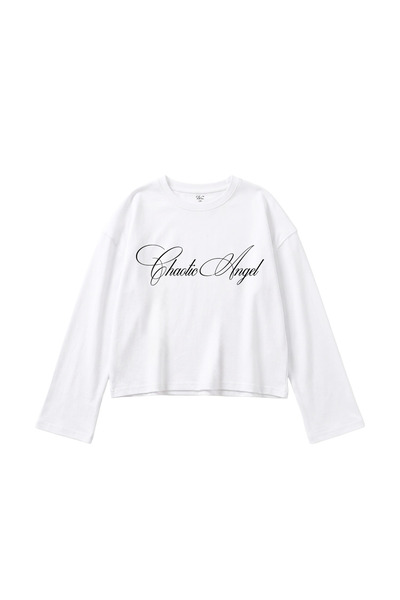 WHITE OF CREATIVE Kadın Chaotic Angel Yazılı Baskılı Uzun Kollu Bluz Tişört