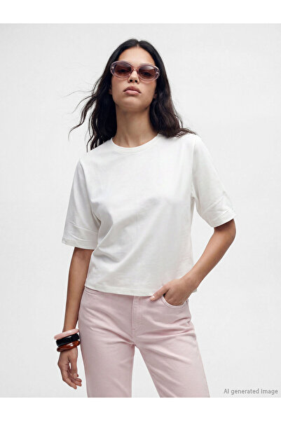 LC Waikiki Γυναικείο μπλουζάκι NEVAVM με λευκό οβάλ γιακά LCW Vision - S6S392...