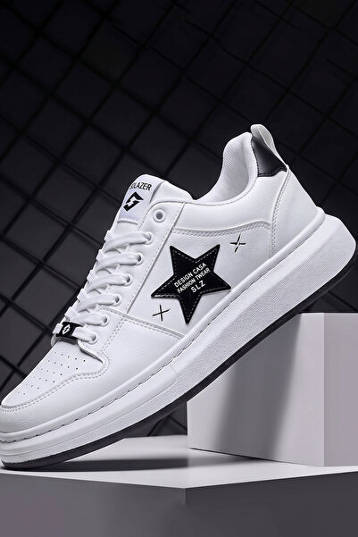 SOLAZER Women's Casual Sneaker White-Black Sports Shoes