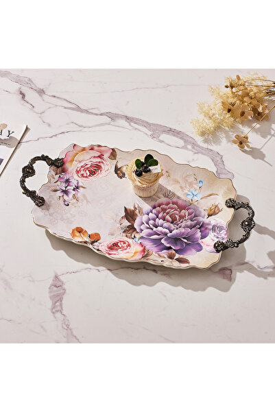 Malooki Οβάλ πορσελάνινος δίσκος σερβιρίσματος, με vintage floral σχέδιο, με ...