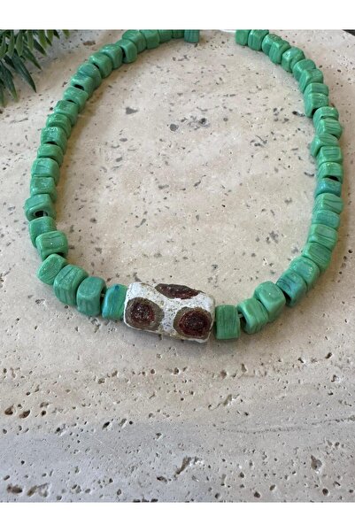 bizizmoda Glass Bead Ceramic Leopard Necklace