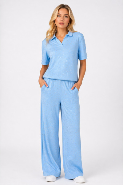 lubiti Σετ πουκάμισου από ύφασμα Modal με κρυστάλλινες πέτρες στο γιακά και σ...