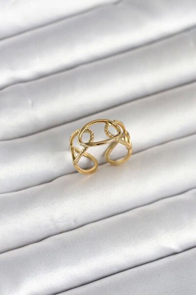 Generic Brand 316L Steel Gold Color Chain Model Women's Ring Tj-Byk4166