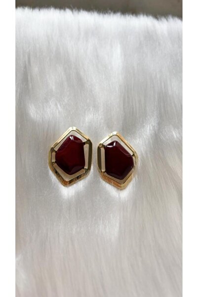LENORE Geometrik Bordo Küpe
