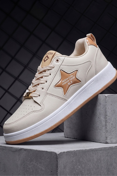 SOLAZER Γυναικεία Casual Sneaker Μπεζ Αθλητικά Παπούτσια