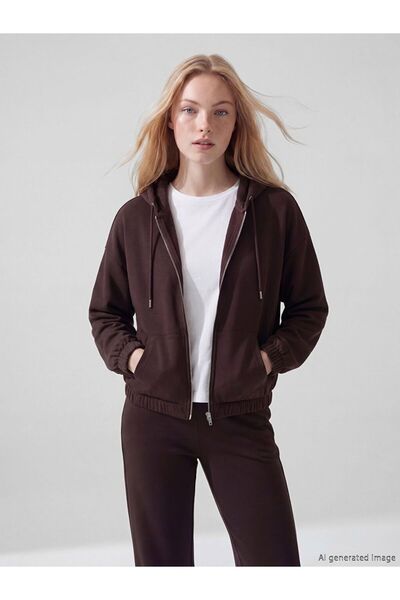 LC Waikiki Soft Touch Oversize Women's Zippered Sweatshirt