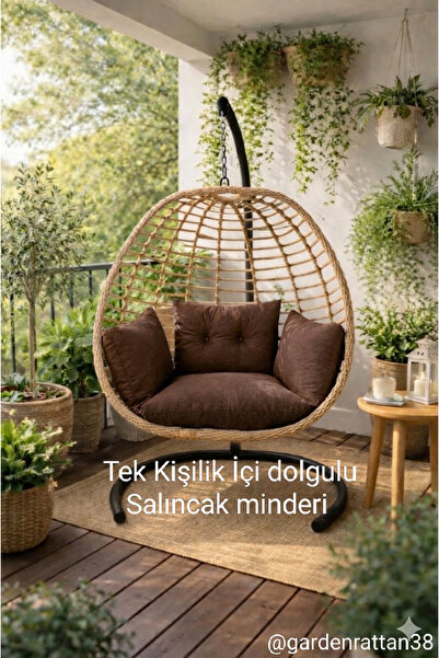 Rattano Garden Tek Kişilik İçi Dolgulu Salıncak Minderi Salıncak fiyata dahil...