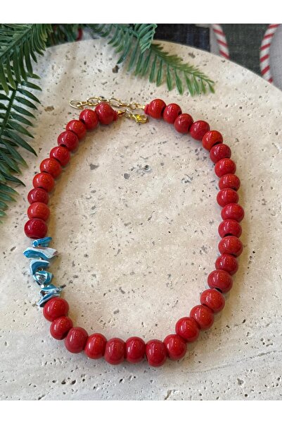 bizizmoda Glass Bead Natural Stone Pearlescent Necklace