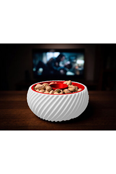 CR CEERY Double Chamber Snack Bowl, Shell Chamber, Trash Can, Peanut Seed Bow...