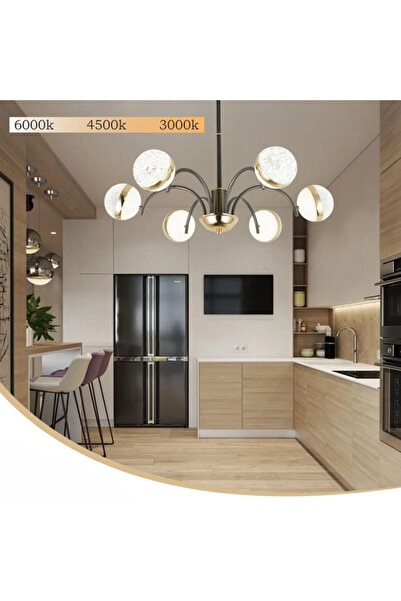 SANITEXPERT Lustră LED Hyla 95W, 9500lm, Negru+Auriu, Telecomandă, 3000-6500K...