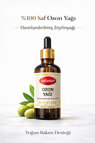 safvital زيت الأوزون 50 مل، زيت زيتون معالج بالأوزون بنسبة 100%، زيت داعم للع...