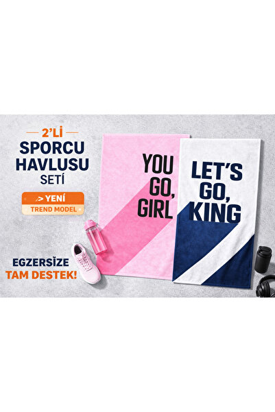 Piloji 2'li Sporcu Havlusu- Yüksek Emici Fitness ve Gym Havlusu - 50x100 cm -...