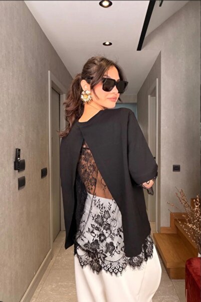 Lovely butik Γυναικεία βαμβακερή μπλούζα με λεπτομέρεια από δαντέλα σε σχήμα ...