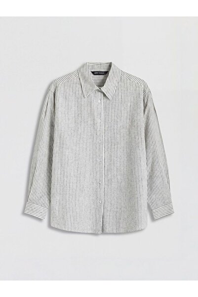 LC Waikiki Lcw Modest Striped Linen Blend Women's Shirt
