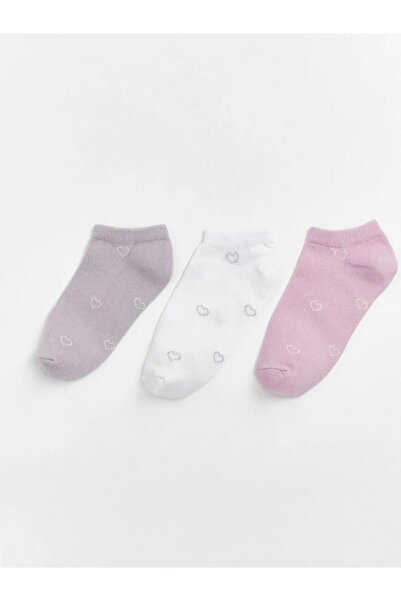LC Waikiki Kalp Με σχέδιο Γυναικείες κάλτσες μποτάκια 3-τεμαχίων (S6)