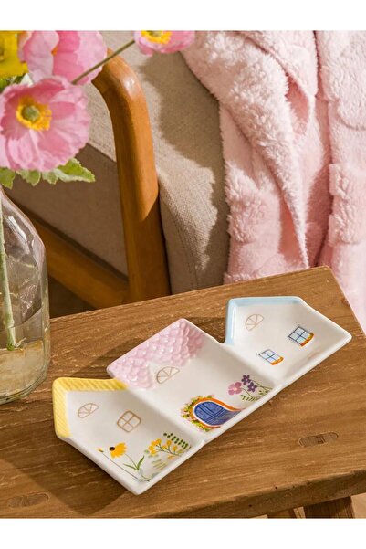 LC Waikiki Κεραμικό πιάτο με ανάμεικτες φιγούρες σπιτιών 25 εκ. (S6)