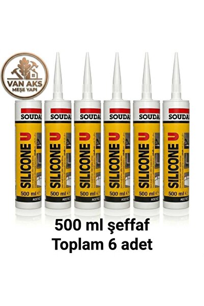 Van Aks Meşe Yapı U Şeffaf Silikon 500 ml x 6 ADET - Çok Amaçlı Genel Uygulam...