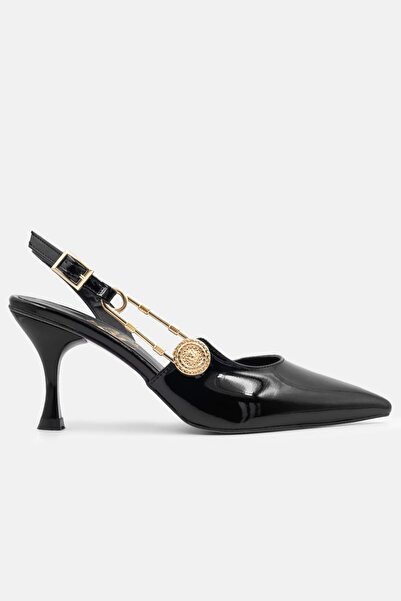 CARLA BELLA Γυναικεία λουστρίνια παπούτσια slingback με μυτερή μύτη και τακού...