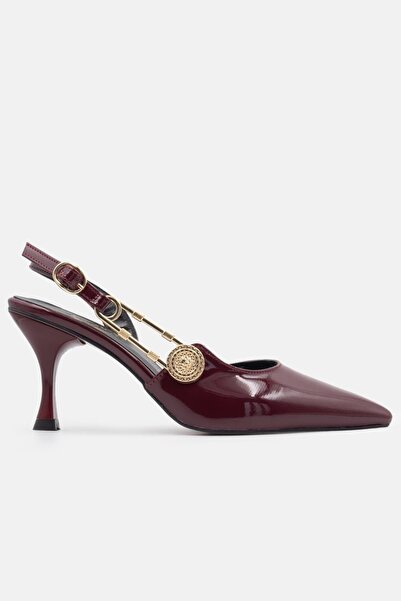 CARLA BELLA Γυναικεία λουστρίνια παπούτσια slingback με μυτερή μύτη και τακού...